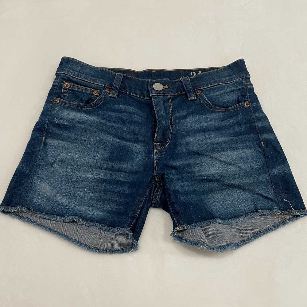 J. Crew Indigo Denim Cut Off Shorts, 24 EUC